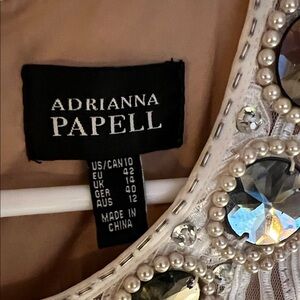 Adrianna Papell Embellished Midi Dress in Cream and Silver